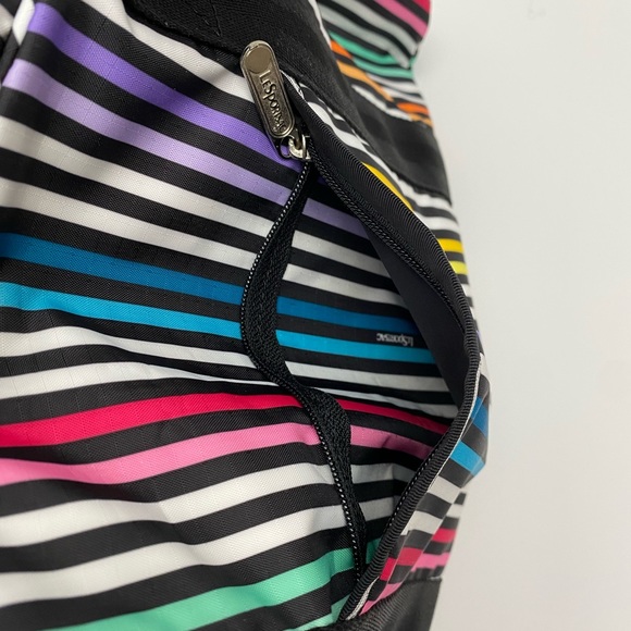 LeSportsac black white stripe multicolor tote - Picture 12 of 14